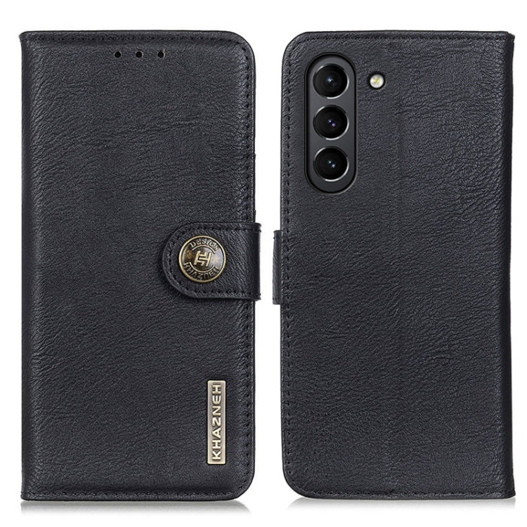 For Samsung Galaxy S21 FE KHAZNEH Cowhide Texture Horizontal Flip Leather Case with Holder & Card Slots & Wallet(Black)
