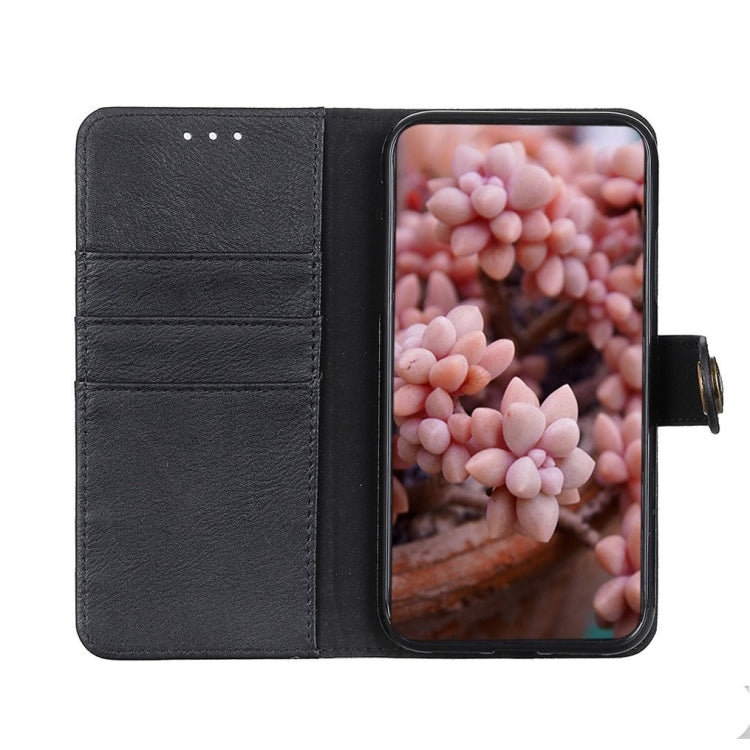 For Samsung Galaxy S21 FE KHAZNEH Cowhide Texture Horizontal Flip Leather Case with Holder & Card Slots & Wallet(Black)