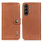 For Samsung Galaxy S21 FE KHAZNEH Cowhide Texture Horizontal Flip Leather Case with Holder & Card Slots & Wallet(Brown)