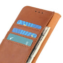 For Samsung Galaxy S21 FE KHAZNEH Cowhide Texture Horizontal Flip Leather Case with Holder & Card Slots & Wallet(Brown)