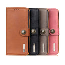 For Samsung Galaxy S21 FE KHAZNEH Cowhide Texture Horizontal Flip Leather Case with Holder & Card Slots & Wallet(Brown)