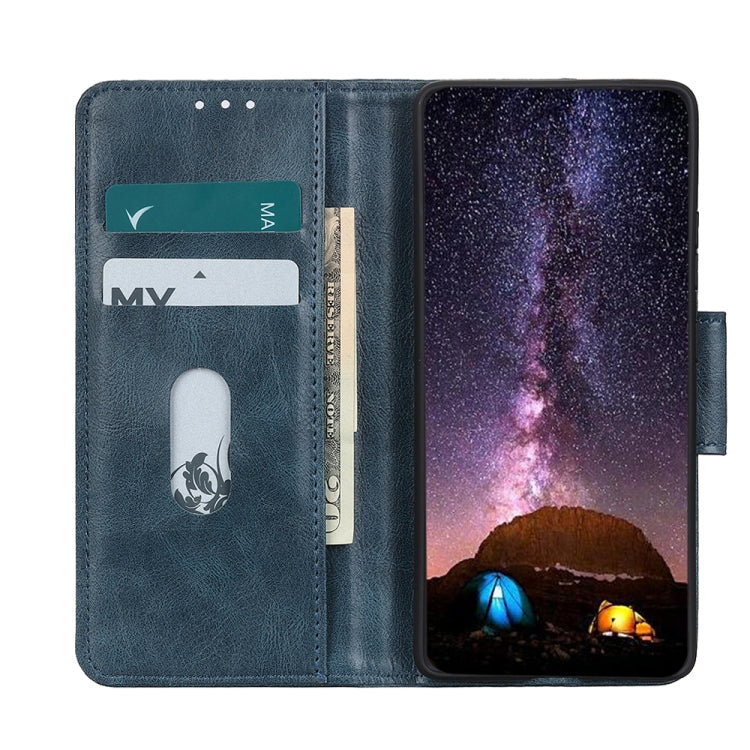 For Samsung Galaxy S21 FE Mirren Crazy Horse Texture Horizontal Flip Leather Case with Holder & Card Slots & Wallet(Blue)