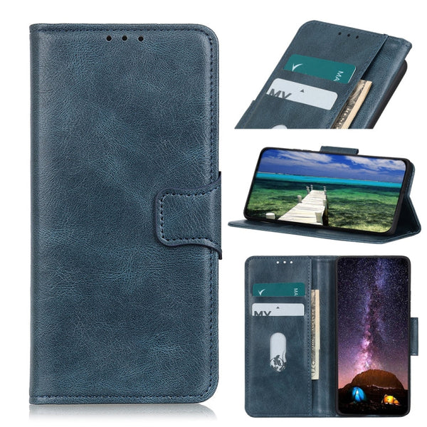 For Samsung Galaxy S21 FE Mirren Crazy Horse Texture Horizontal Flip Leather Case with Holder & Card Slots & Wallet(Blue)