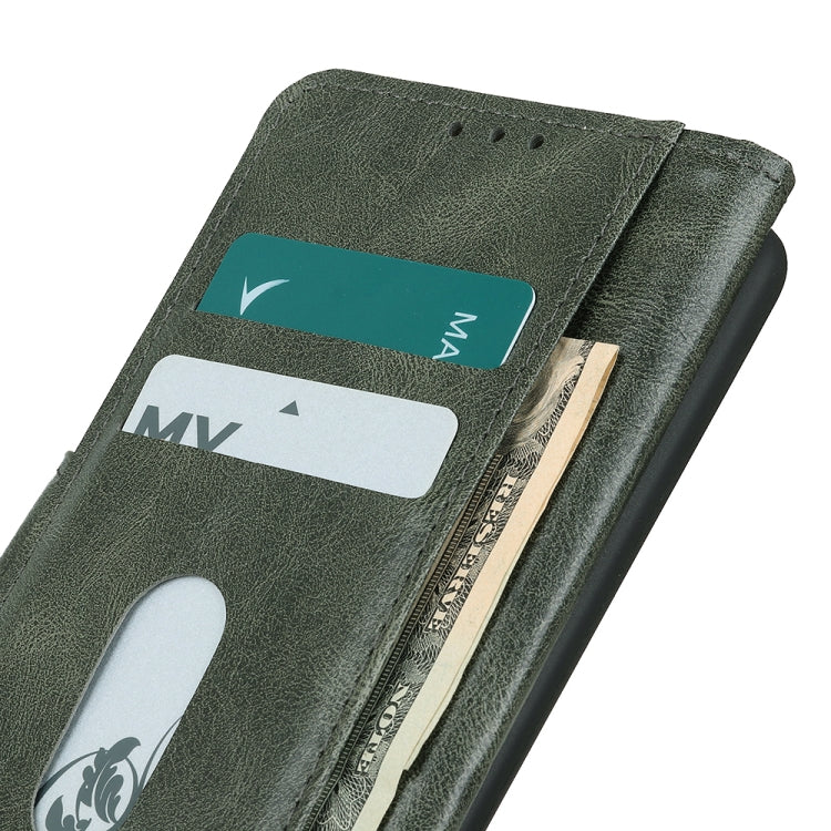 For Samsung Galaxy S21 FE Mirren Crazy Horse Texture Horizontal Flip Leather Case with Holder & Card Slots & Wallet(Dark Green)