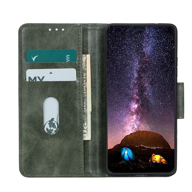 For Samsung Galaxy S21 FE Mirren Crazy Horse Texture Horizontal Flip Leather Case with Holder & Card Slots & Wallet(Dark Green)