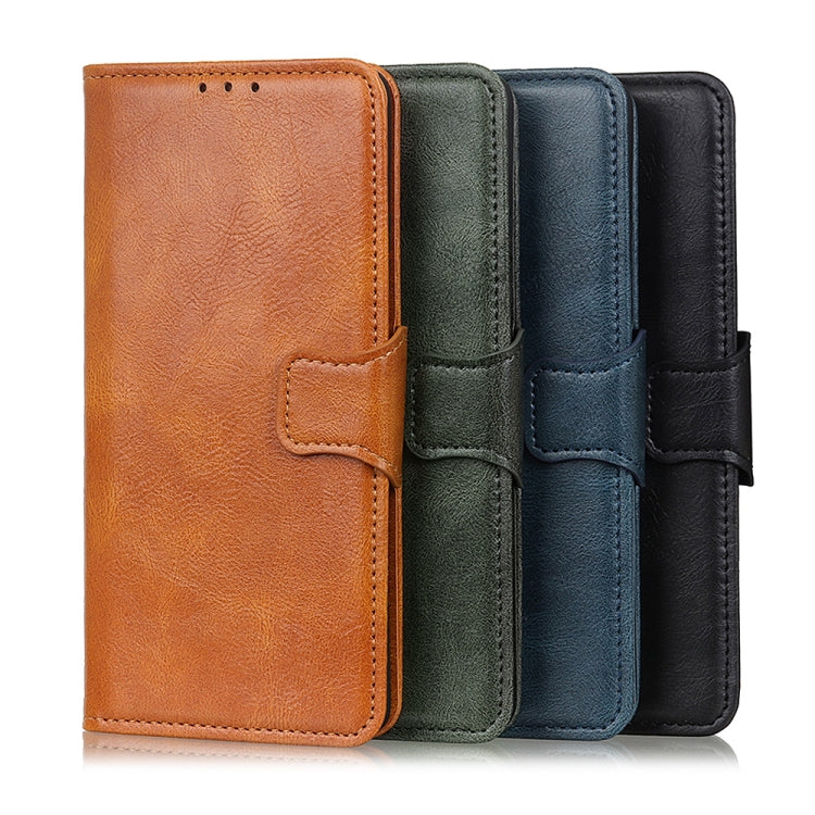 For Samsung Galaxy S21 FE Mirren Crazy Horse Texture Horizontal Flip Leather Case with Holder & Card Slots & Wallet(Blue)