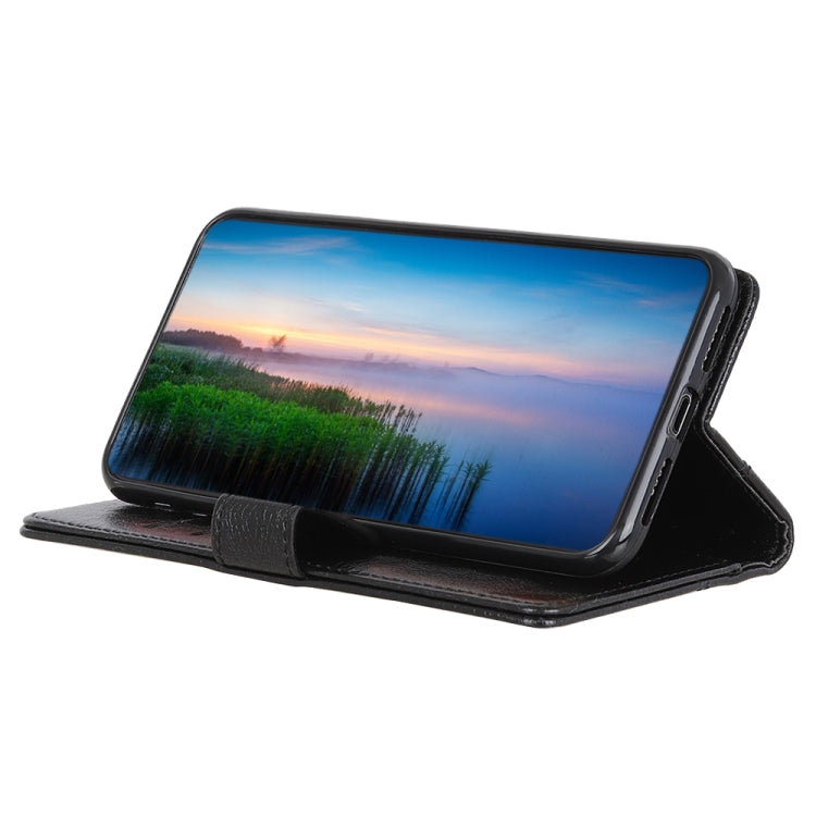 For Samsung Galaxy S21 FE Copper Buckle Nappa Texture Horizontal Flip Leather Case with Holder & Card Slots & Wallet(Black)