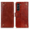For Samsung Galaxy S21 FE Copper Buckle Nappa Texture Horizontal Flip Leather Case with Holder & Card Slots & Wallet(Brown)