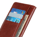 For Samsung Galaxy S21 FE Copper Buckle Nappa Texture Horizontal Flip Leather Case with Holder & Card Slots & Wallet(Brown)