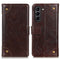 For Samsung Galaxy S21 FE Copper Buckle Nappa Texture Horizontal Flip Leather Case with Holder & Card Slots & Wallet(Coffee)
