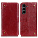 For Samsung Galaxy S21 FE Copper Buckle Nappa Texture Horizontal Flip Leather Case with Holder & Card Slots & Wallet(Wine Red)