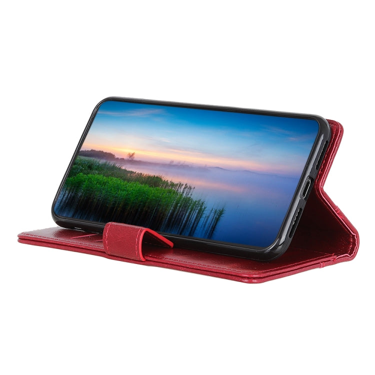 For Samsung Galaxy S21 FE Copper Buckle Nappa Texture Horizontal Flip Leather Case with Holder & Card Slots & Wallet(Wine Red)
