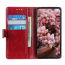 For Samsung Galaxy S21 FE Copper Buckle Nappa Texture Horizontal Flip Leather Case with Holder & Card Slots & Wallet(Wine Red)