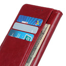 For Samsung Galaxy S21 FE Copper Buckle Nappa Texture Horizontal Flip Leather Case with Holder & Card Slots & Wallet(Wine Red)
