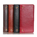 For Samsung Galaxy S21 FE Copper Buckle Nappa Texture Horizontal Flip Leather Case with Holder & Card Slots & Wallet(Brown)