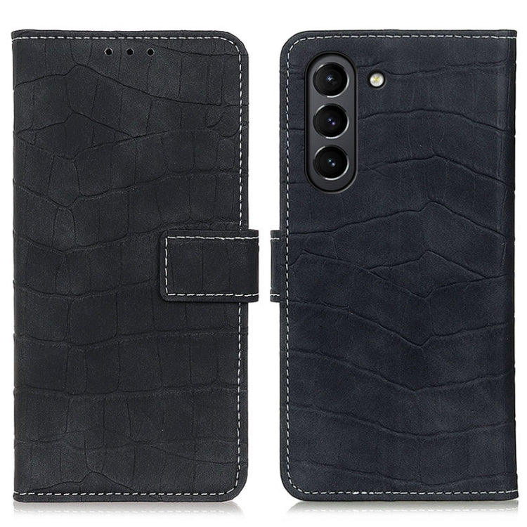 For Samsung Galaxy S21 FE Crocodile Texture Horizontal Flip Leather Case with Holder & Card Slots & Wallet(Black)