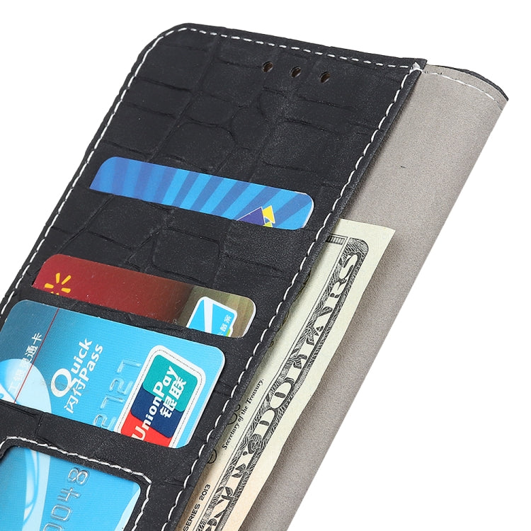 For Samsung Galaxy S21 FE Crocodile Texture Horizontal Flip Leather Case with Holder & Card Slots & Wallet(Black)