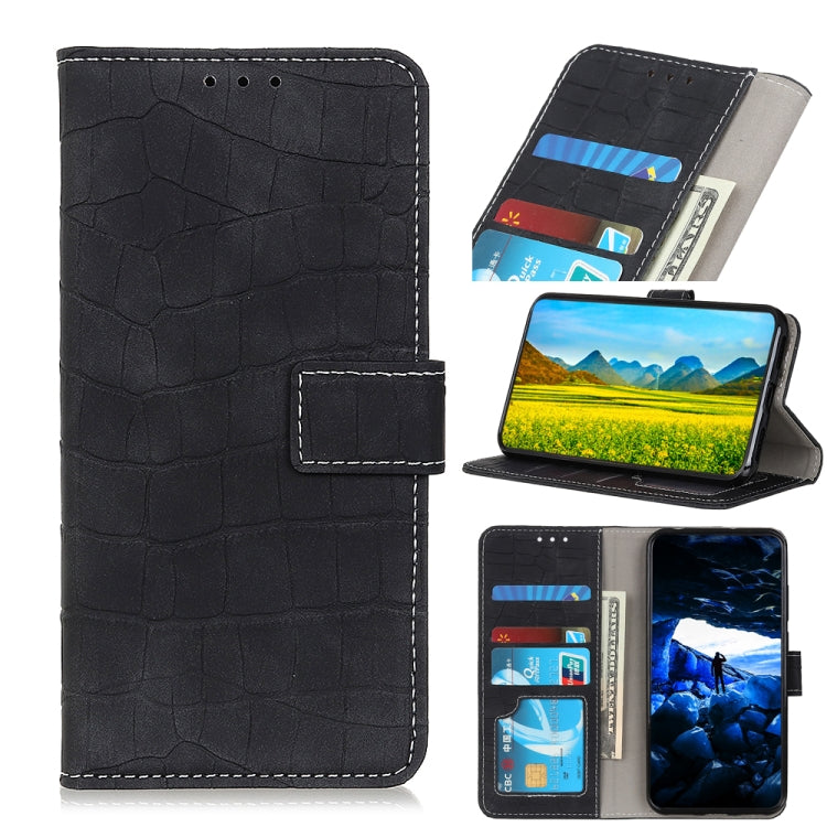 For Samsung Galaxy S21 FE Crocodile Texture Horizontal Flip Leather Case with Holder & Card Slots & Wallet(Black)