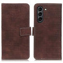 For Samsung Galaxy S21 FE Crocodile Texture Horizontal Flip Leather Case with Holder & Card Slots & Wallet(Brown)