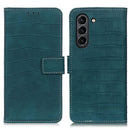 For Samsung Galaxy S21 FE Crocodile Texture Horizontal Flip Leather Case with Holder & Card Slots & Wallet(Dark Green)