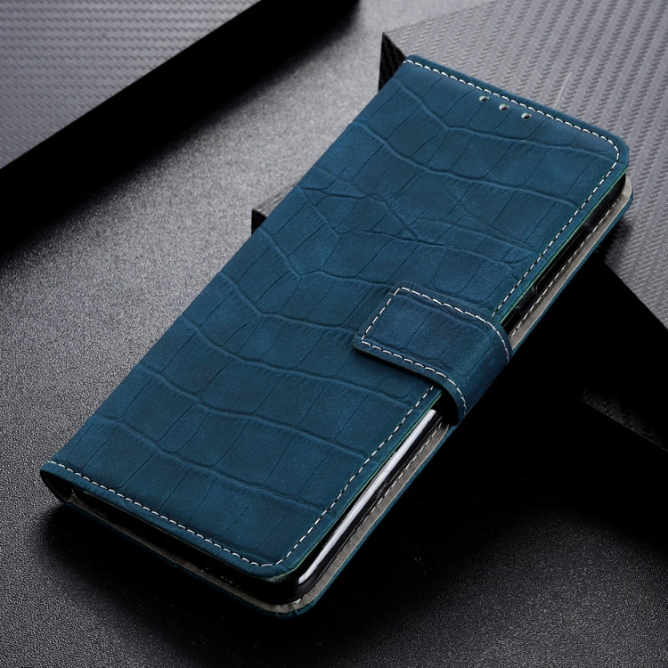 For Samsung Galaxy S21 FE Crocodile Texture Horizontal Flip Leather Case with Holder & Card Slots & Wallet(Dark Green)
