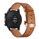 20mm Universal Butterfly Buckle Leather Watch Band, Style:Rose Gold Buckle(Brown)