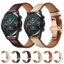 20mm Universal Butterfly Buckle Leather Watch Band, Style:Rose Gold Buckle(Brown)