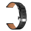 20mm Universal Butterfly Buckle Leather Watch Band, Style:Silver Buckle(Black)