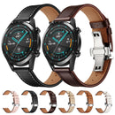 20mm Universal Butterfly Buckle Leather Watch Band, Style:Silver Buckle(Black)