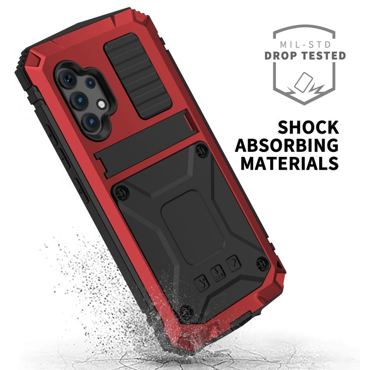 For Samsung Galaxy A32 4G R-JUST Waterproof Shockproof Dustproof Metal + Silicone Protective Case with Holder(Red)