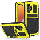 For Samsung Galaxy A32 4G R-JUST Waterproof Shockproof Dustproof Metal + Silicone Protective Case with Holder(Yellow)