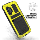 For Samsung Galaxy A32 4G R-JUST Waterproof Shockproof Dustproof Metal + Silicone Protective Case with Holder(Yellow)