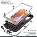 For Samsung Galaxy A32 4G R-JUST Waterproof Shockproof Dustproof Metal + Silicone Protective Case with Holder(Silver)