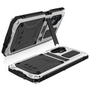 For Samsung Galaxy A32 5G / M32 5G R-JUST Waterproof Shockproof Dustproof Metal + Silicone Protective Case with Holder(Silver)