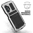 For Samsung Galaxy A32 5G / M32 5G R-JUST Waterproof Shockproof Dustproof Metal + Silicone Protective Case with Holder(Silver)