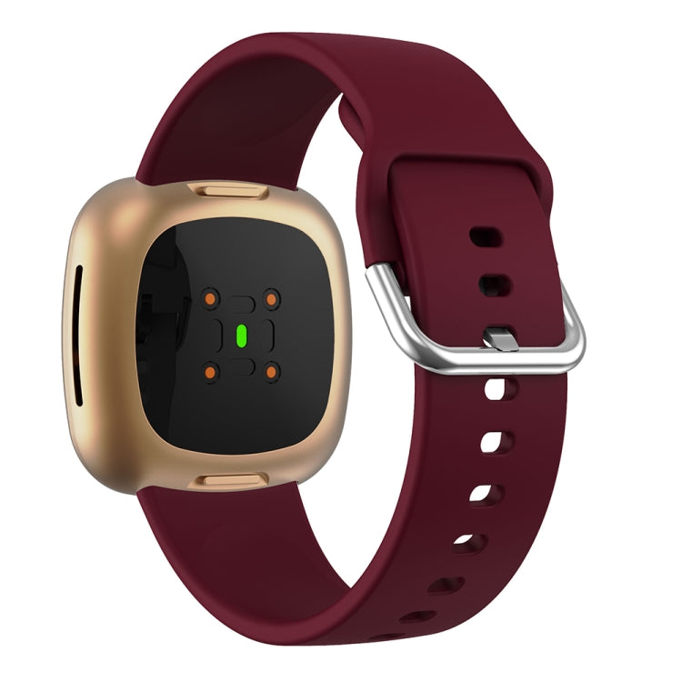 For Fitbit Versa 3 Silicone Watch Band(Wine Red)