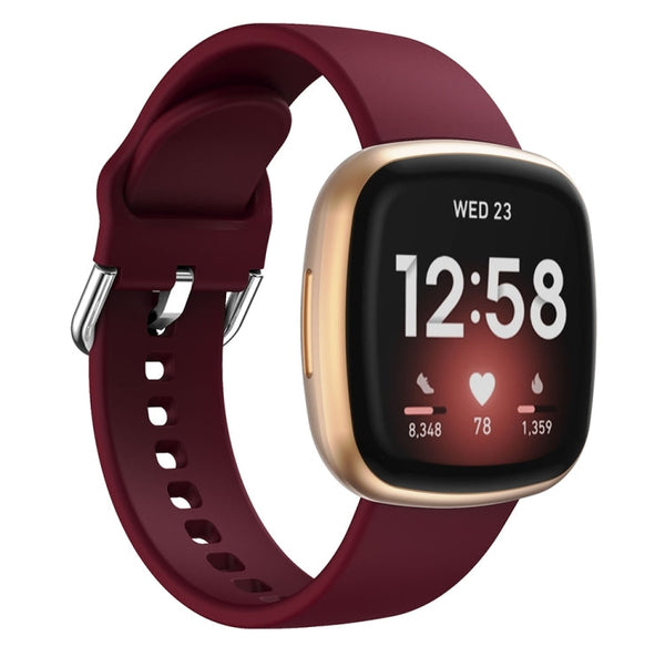 For Fitbit Versa 3 Silicone Watch Band(Wine Red)