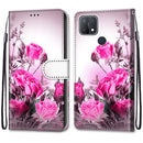 For OPPO A15 / A15s Coloured Drawing Cross Texture Horizontal Flip PU Leather Case with Holder & Card Slots & Wallet & Lanyard(Wild Rose)