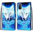For OPPO A53 4G(2020) / A53s / A32 / A33 (2020) Coloured Drawing Cross Texture Horizontal Flip PU Leather Case with Holder & Card Slots & Wallet & Lanyard(Dick Rose Wolf)