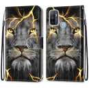 For OPPO A53 4G(2020) / A53s / A32 / A33 (2020) Coloured Drawing Cross Texture Horizontal Flip PU Leather Case with Holder & Card Slots & Wallet & Lanyard(Fission Lion)