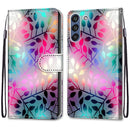 For Samsung Galaxy S21 FE Coloured Drawing Cross Texture Horizontal Flip PU Leather Case with Holder & Card Slots & Wallet & Lanyard(Translucent Glass)