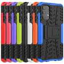 For Samsung Galaxy A32 4G Tire Texture Shockproof TPU+PC Protective Case with Holder(Pink)