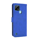 For OPPO Realme C21 Solid Color Skin Feel Magnetic Buckle Horizontal Flip Calf Texture PU Leather Case with Holder & Card Slots & Wallet(Blue)