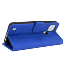 For OPPO Realme C21 Solid Color Skin Feel Magnetic Buckle Horizontal Flip Calf Texture PU Leather Case with Holder & Card Slots & Wallet(Blue)