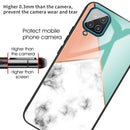 For Samsung Galaxy A12 5G Marble Tempered Glass Back Cover TPU Border Case(HCBL-8)