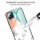 For Samsung Galaxy A12 5G Marble Tempered Glass Back Cover TPU Border Case(HCBL-8)