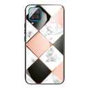 For Samsung Galaxy A12 5G Marble Tempered Glass Back Cover TPU Border Case(HCBL-10)