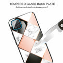 For Samsung Galaxy A12 5G Marble Tempered Glass Back Cover TPU Border Case(HCBL-10)