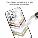 For Samsung Galaxy A32 4G Marble Tempered Glass Back Cover TPU Border Case(HCBL-2)