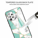 For Samsung Galaxy A32 4G Marble Tempered Glass Back Cover TPU Border Case(HCBL-7)